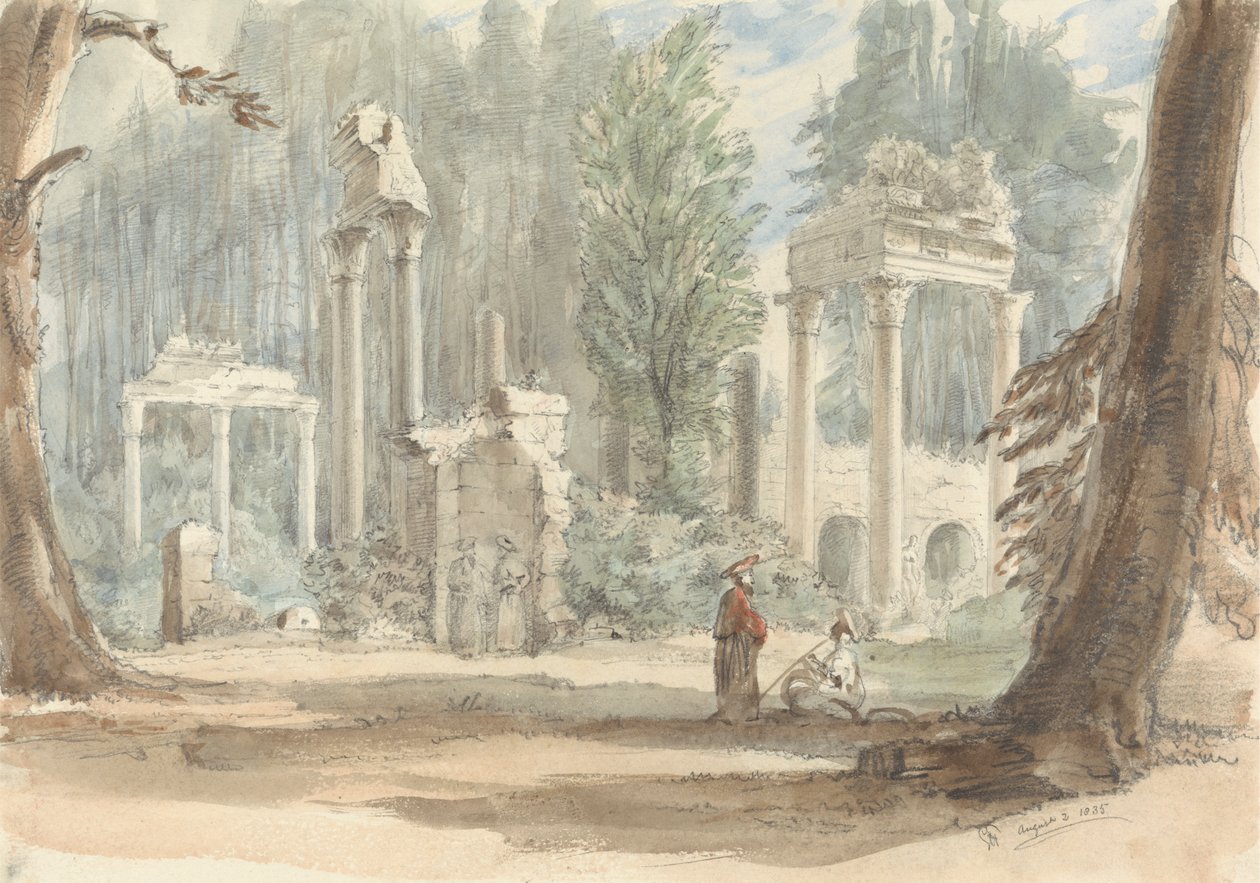 Die Ruinen von Leptis Magna, wie sie im königlichen Park von Virginia Water erschienen von Sir George Hayter
