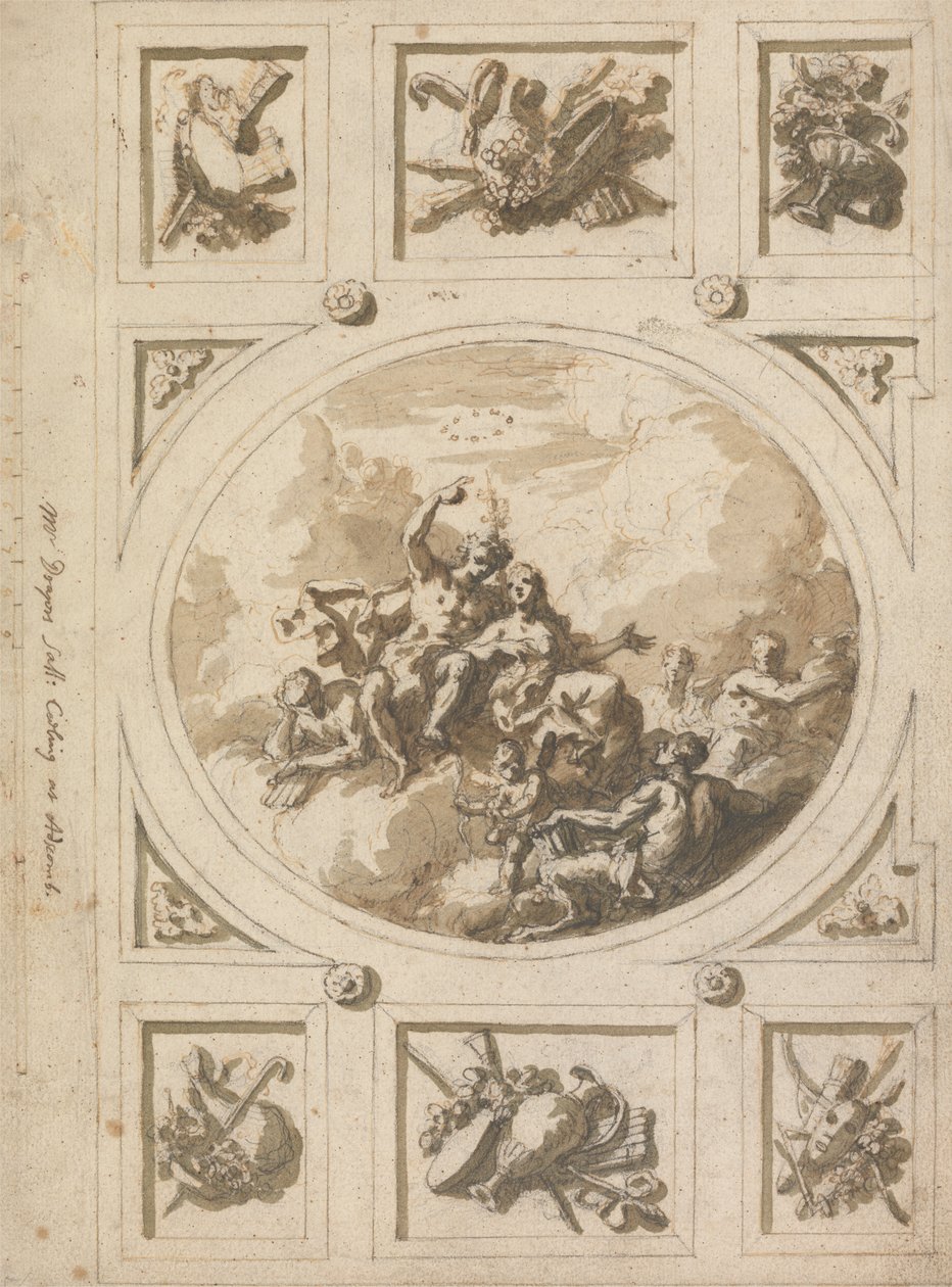 Entwurf für eine Decke in Addiscombe: Bacchus und Ariadne von Sir James Thornhill