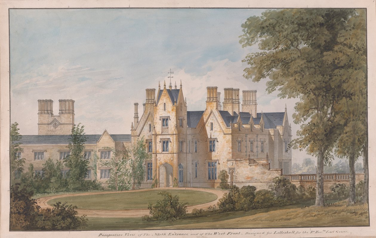 Lilleshall, Shropshire: Ansicht des Nordeingangs und der Westfront von Sir Jeffry Wyatville