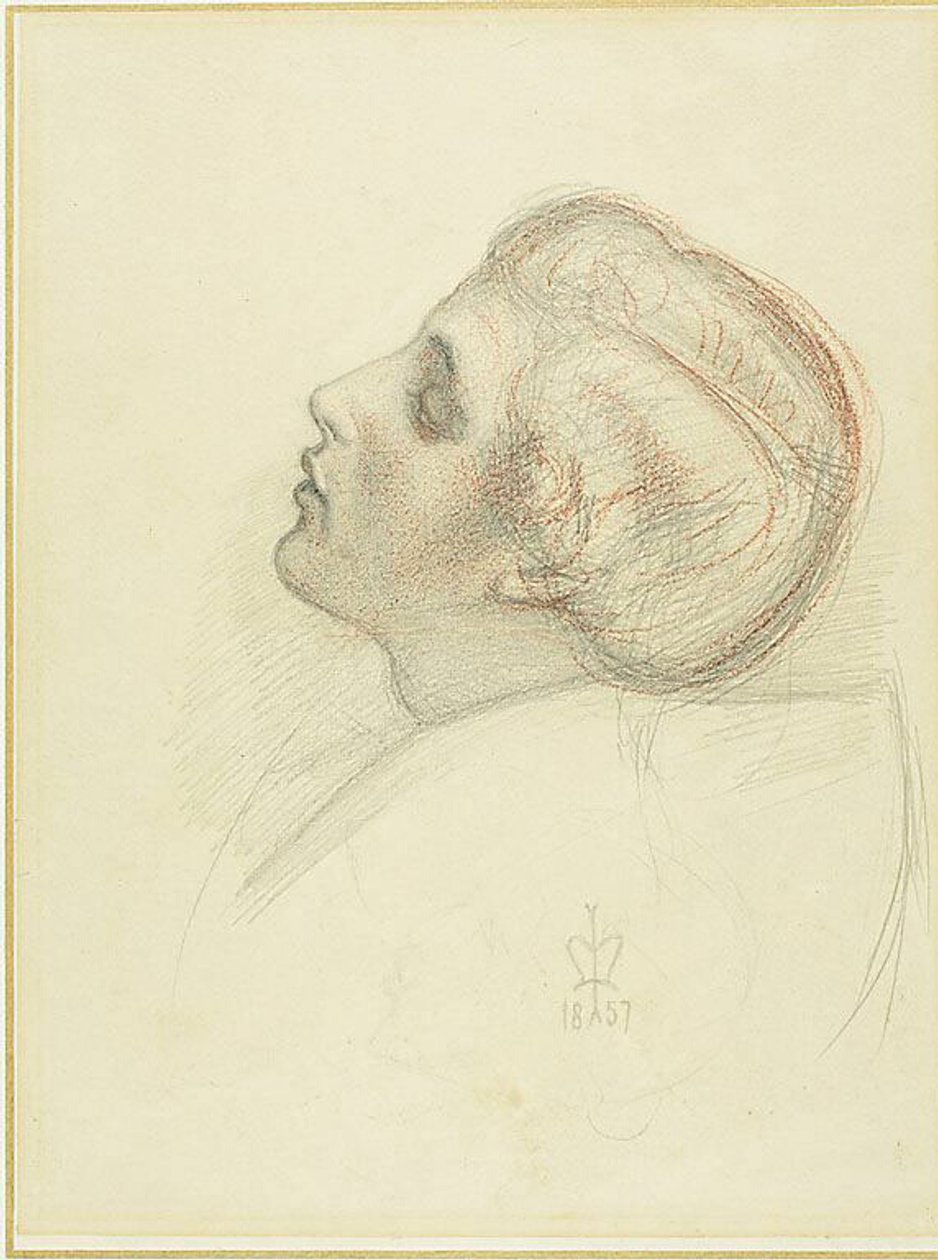 Studie für den Kopf des rettenden Liebhabers in Flucht des Ketzers von Sir John Everett Millais