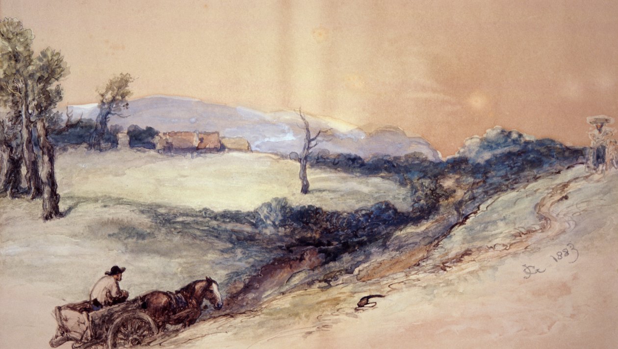 Landschaft mit Pferd und Wagen, 1883 von Sir John Gilbert