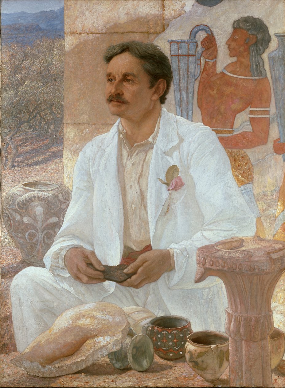 Sir Arthur Evans unter den Ruinen des Palastes von Knossos, 1907 von Sir William Blake Richmond