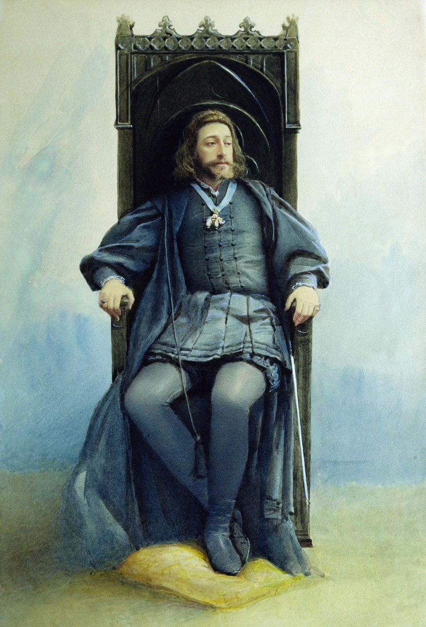 Großherzog Konstantin Konstantinowitsch als Hamlet im Theaterstück von William Shakespeare am 21. Februar 1899, 1899 von Sofia Ivanovna Kramskaya