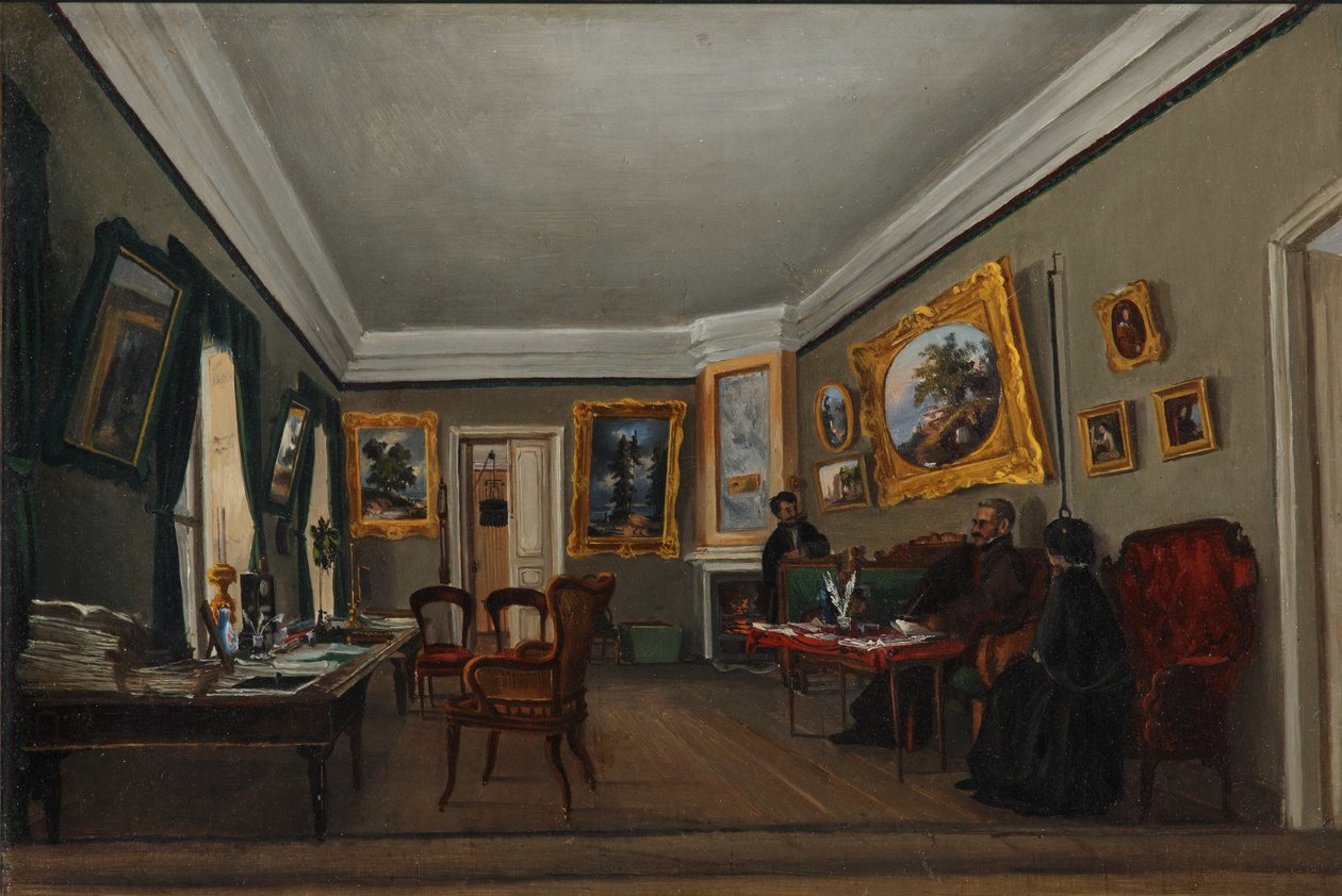 Das Arbeitszimmer des Autors Alexander Sukhovo-Kobylin in Moskau, 1850er Jahre von Sofia Vasilyevna Sukhovo Kobylina