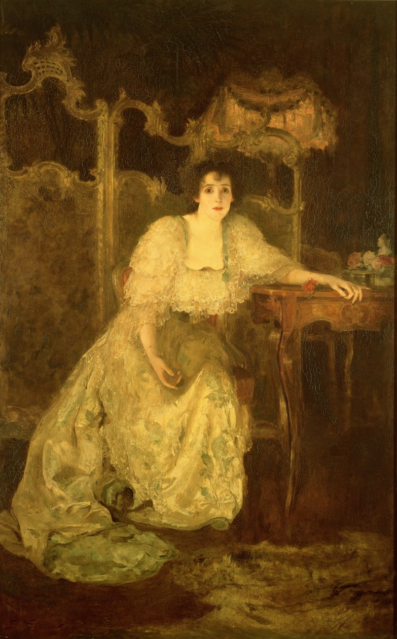 Mrs. Patrick Campbell (1865-1940) als Paula Tanqueray, 1894 von Solomon Joseph Solomon