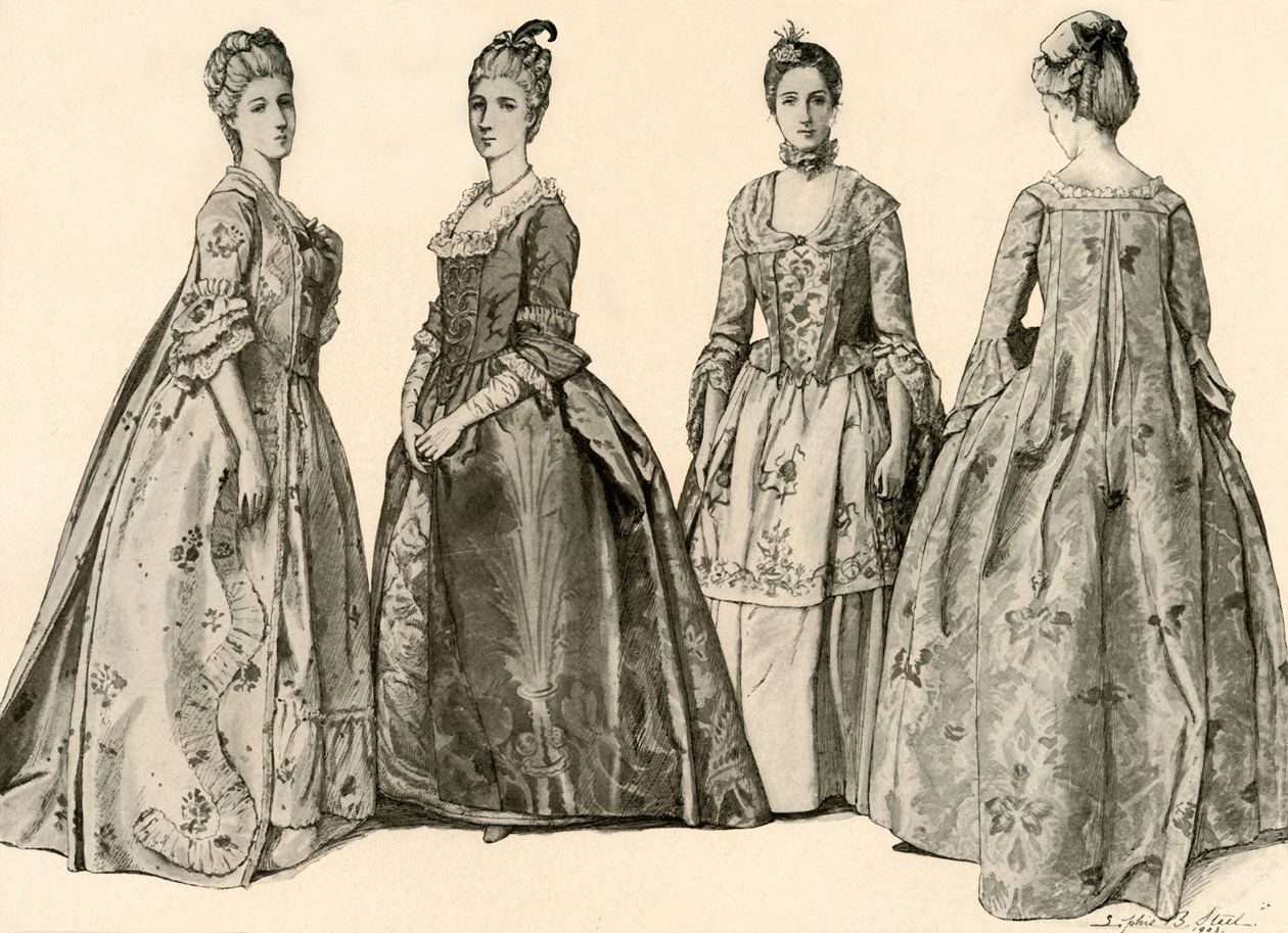 Kleidung während der Herrschaft von Georg II. 1735-1760 von Sophie B. Steel