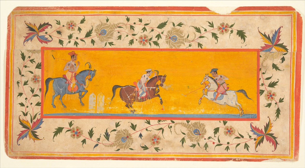 Drei Polospieler, ca. 1600-25 von South Indian School
