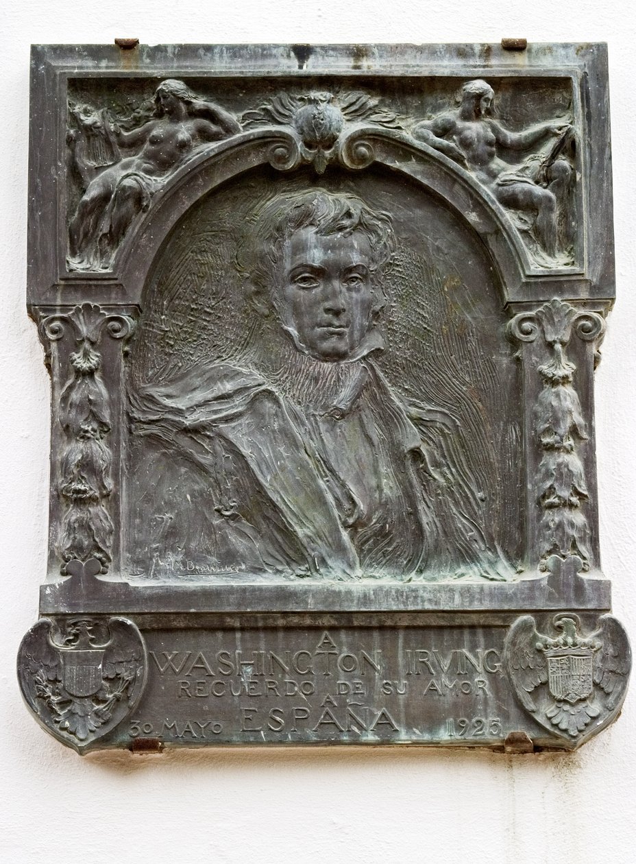 Gedenktafel zum Leben von Washington Irving und seiner Liebe zu Spanien von Spanish School