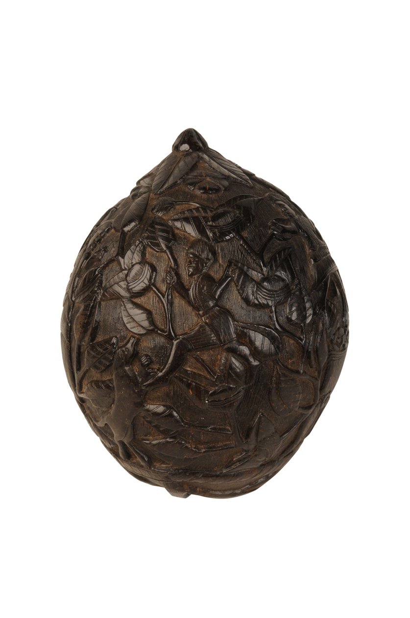 Geschnitzte Kokosnuss-Spardose, spanische Kolonialzeit, ca. 1800 von Spanish School