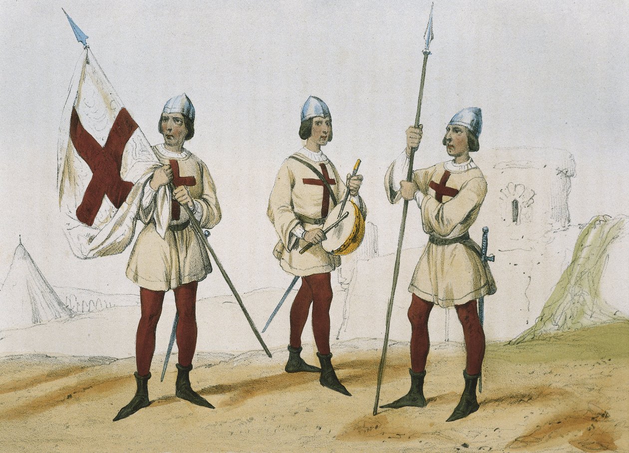 DE SOTTO, Serafin Maria, Graf von Clonard (1793 - 1862). Historia organica de las armas de Infanteria y Caballeria espanolas. 1851 - 1859. Infanteristen während der Herrschaft der katholischen Könige von Spanien. Standartenträger, Trommler und Lanzenträger von Spanish School