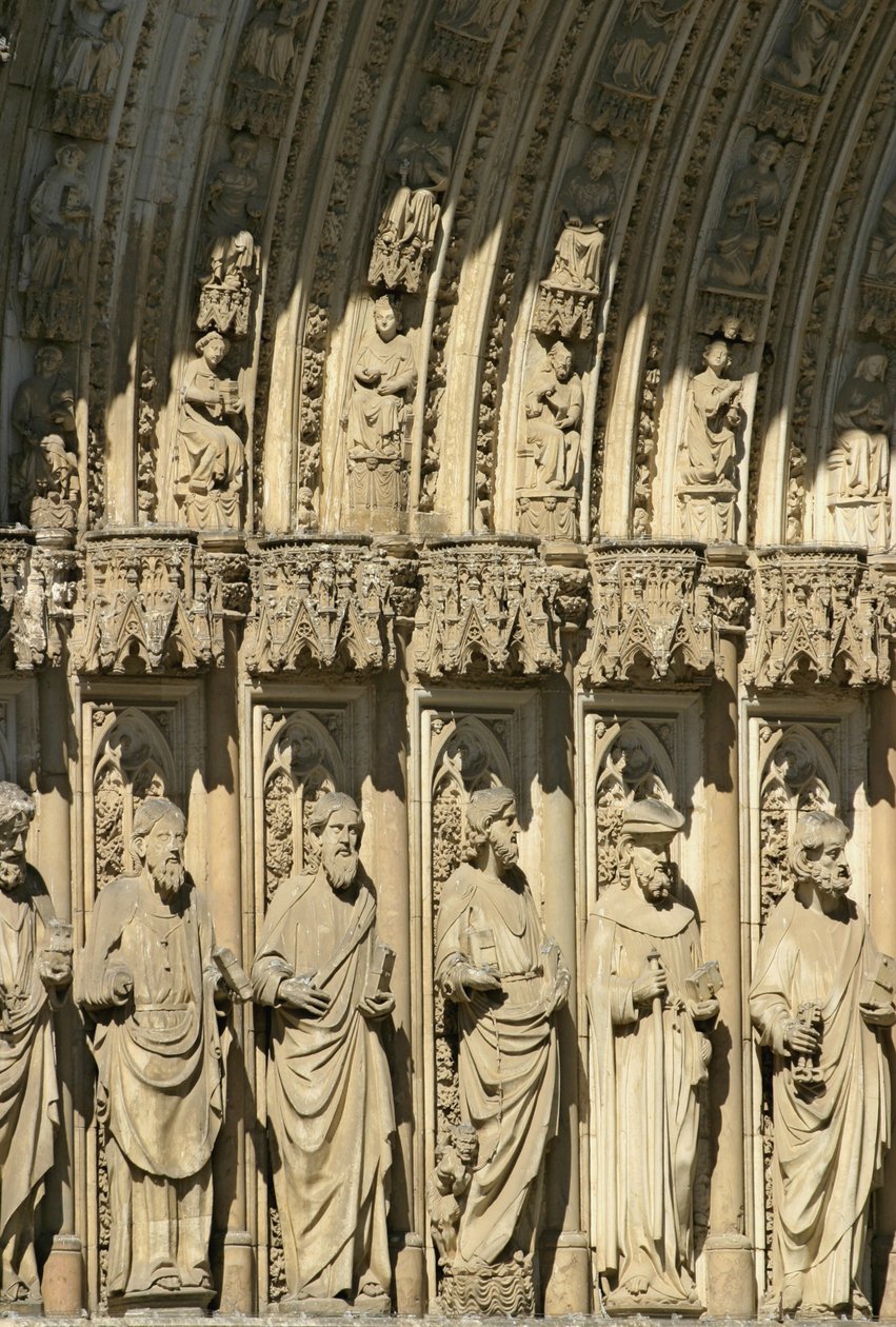 Detail vom Portal der Vergebung (Puerta del Perdon), zentrales Portal der Westfassade der Kathedrale von Toledo, begonnen 1418 von Spanish School
