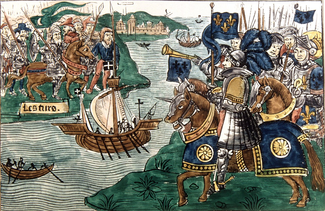 König Ludwig IX. (1214-70) und die Kreuzfahrer erreichen 1270 Karthago von Spanish School