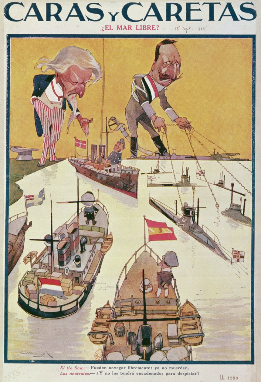 Der Kaiser und Onkel Sam zur Zeit des Ersten Weltkriegs, 1915 von Spanish School