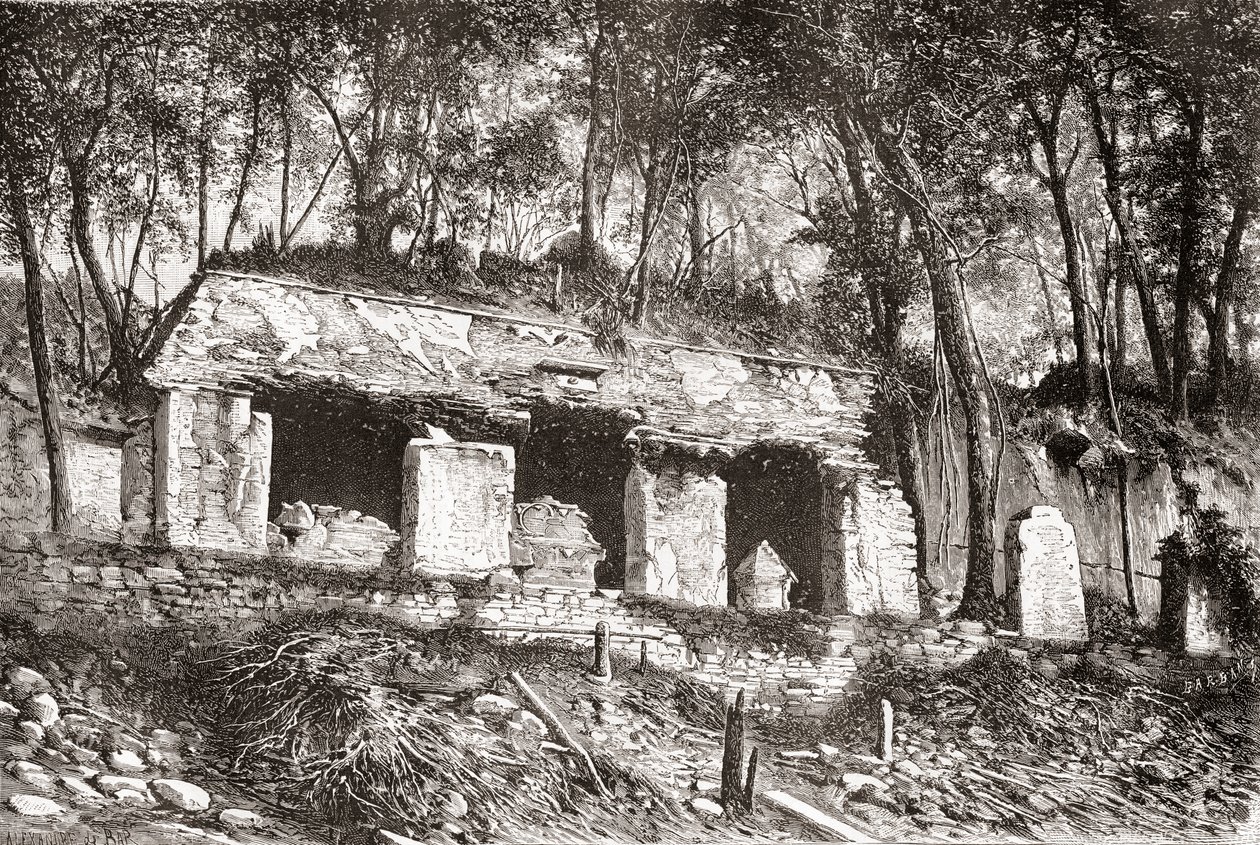 Die Fassade des Palastes in Palenque, Südmexiko von Spanish School