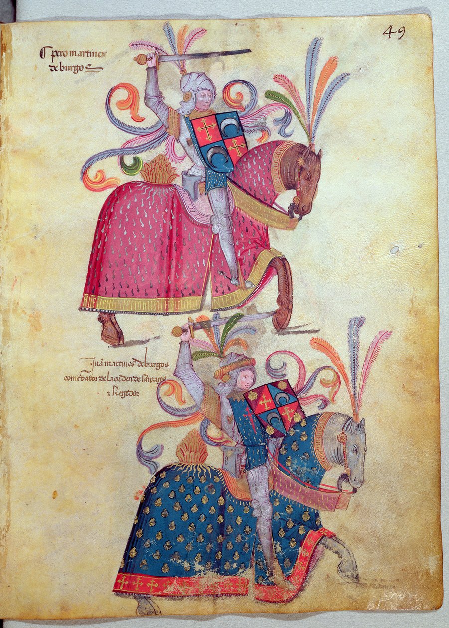 Zwei Kavaliere, aus dem Libro de Los Caballeros de Santiago von Spanish School