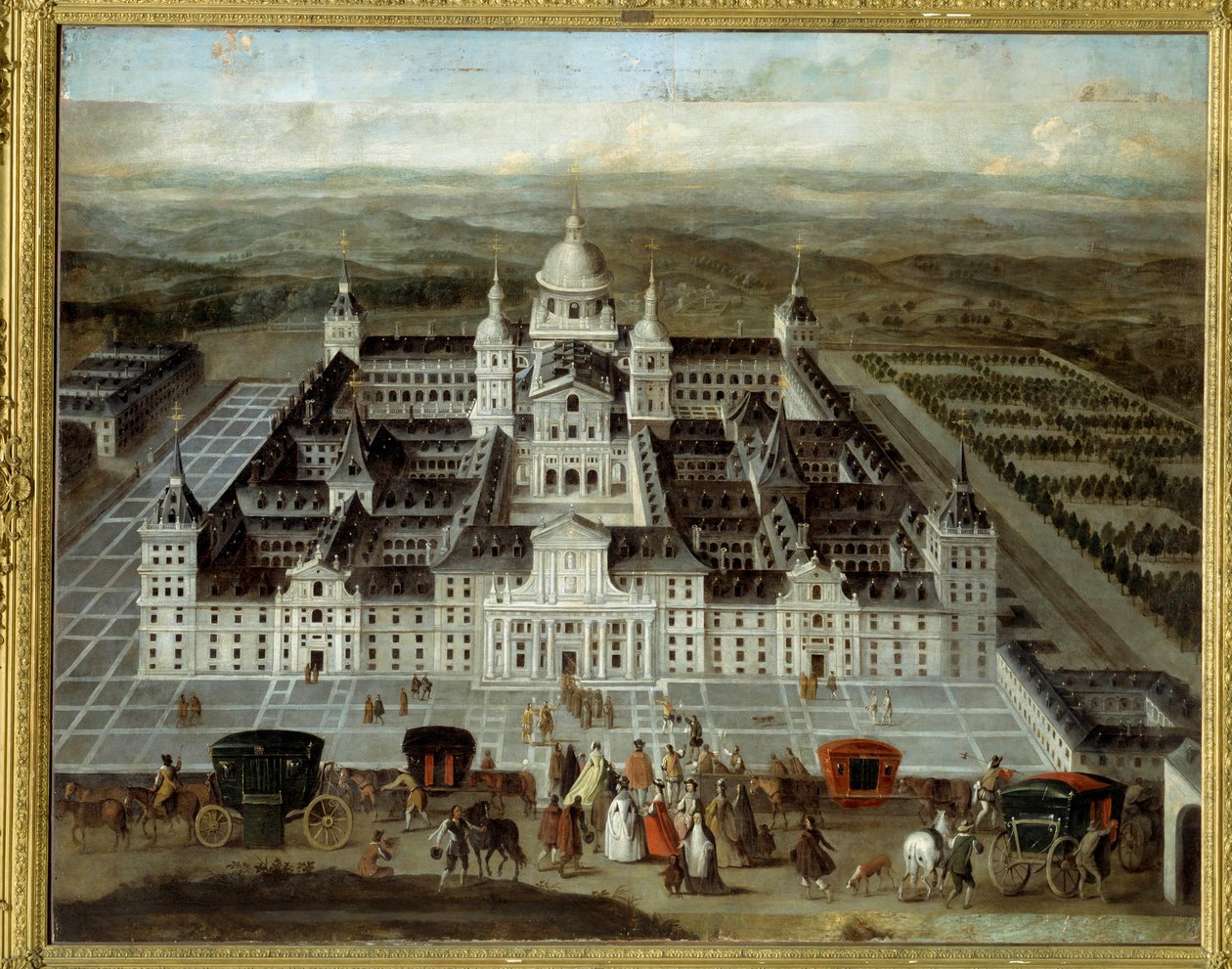 Ansicht des Escorial-Palastes in Spanien, erbaut von Philipp II. im 16. Jahrhundert von Spanish School
