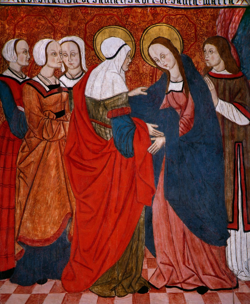 Heimsuchung, Tafel aus der Kirche San Andres von Tortura, spätes 15. Jahrhundert - frühes 16. Jahrhundert (bemaltes Holz) von Spanish School