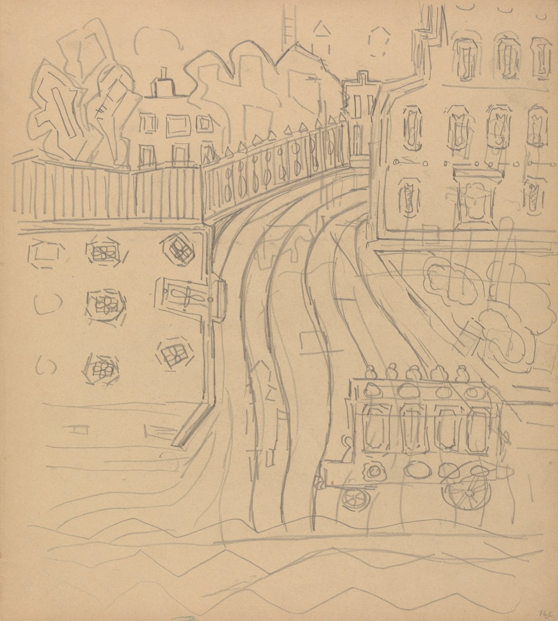 Höhle des Goldenen Kalbs: Stadtstraße mit Omnibus von Spencer Frederick Gore