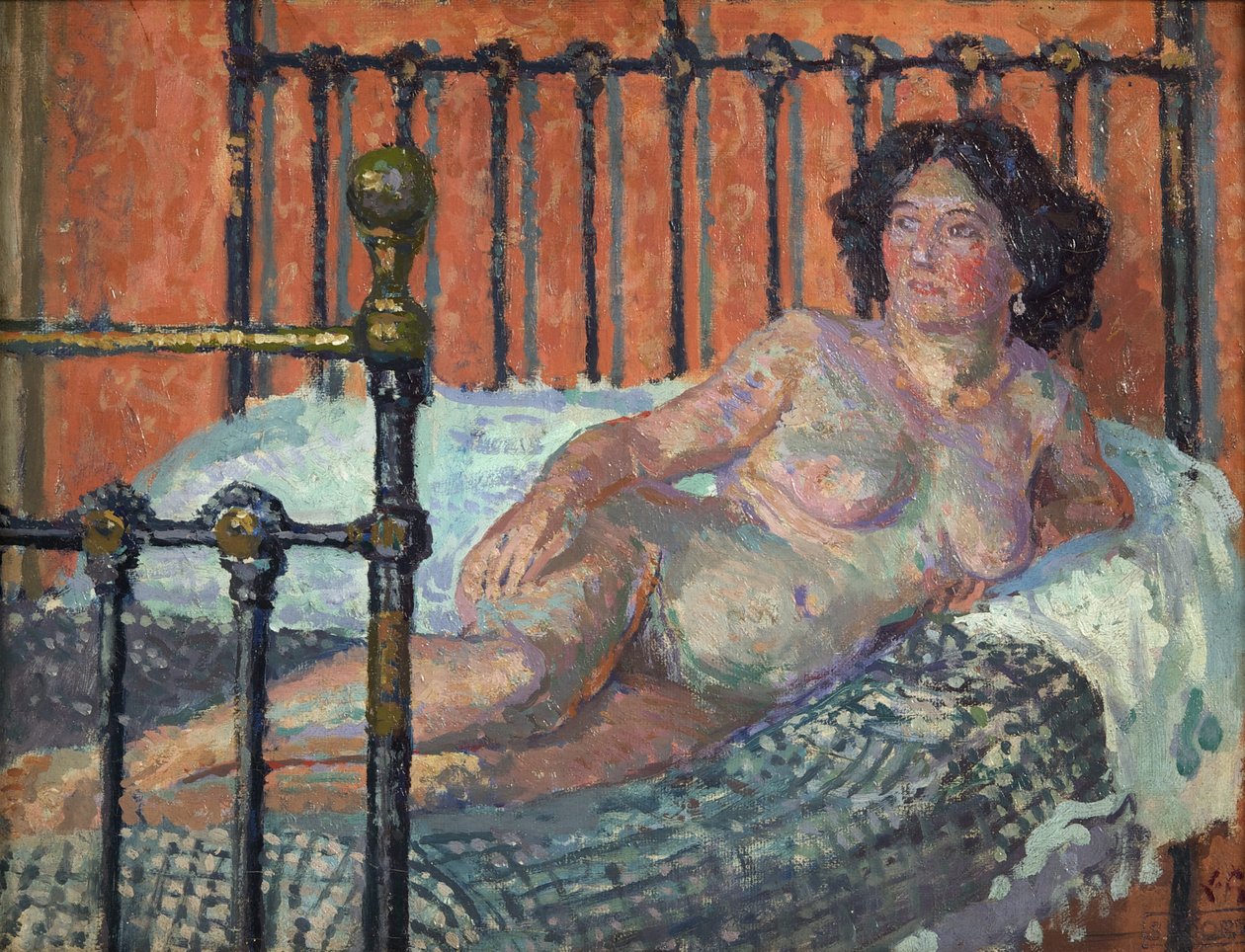 Akt auf Bett, ca. 1910 von Spencer Frederick Gore