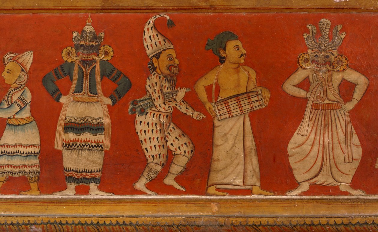 Wandgemälde im Bildhaus des Subdharama-Tempels, Dehiwala von Sri Lankan School