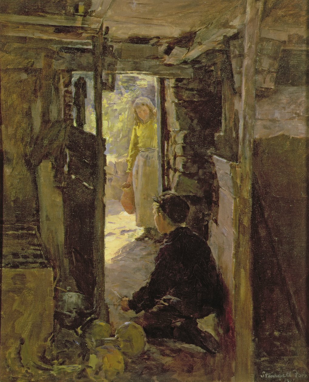 An der Hüttentür von Stanhope Alexander Forbes