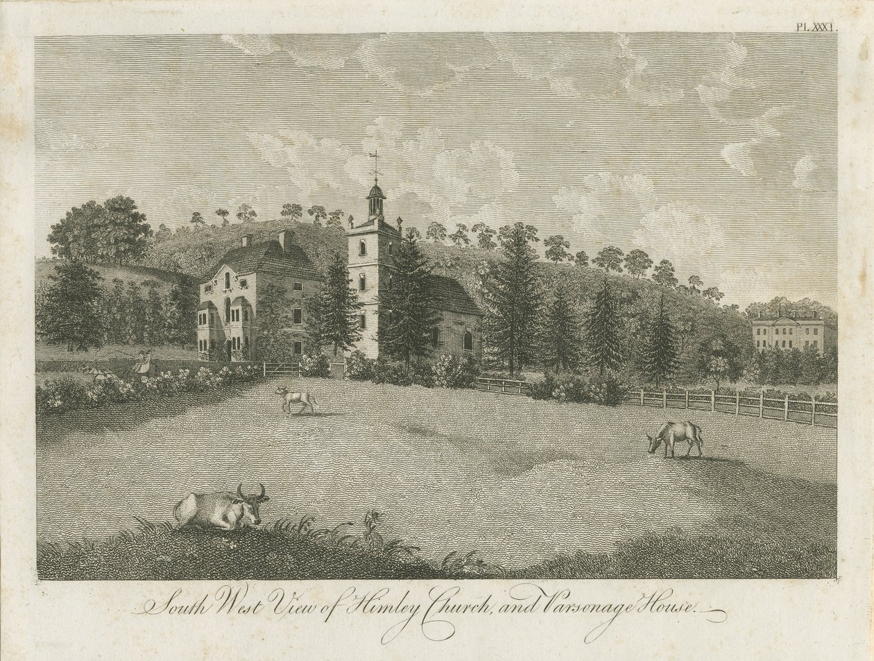 Himley Kirche und Pfarrhaus (Stich) von Stebbing Shaw