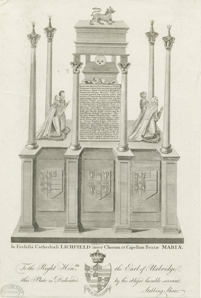 Lichfield Kathedrale - Grab von William Paget (Stich) von Stebbing Shaw