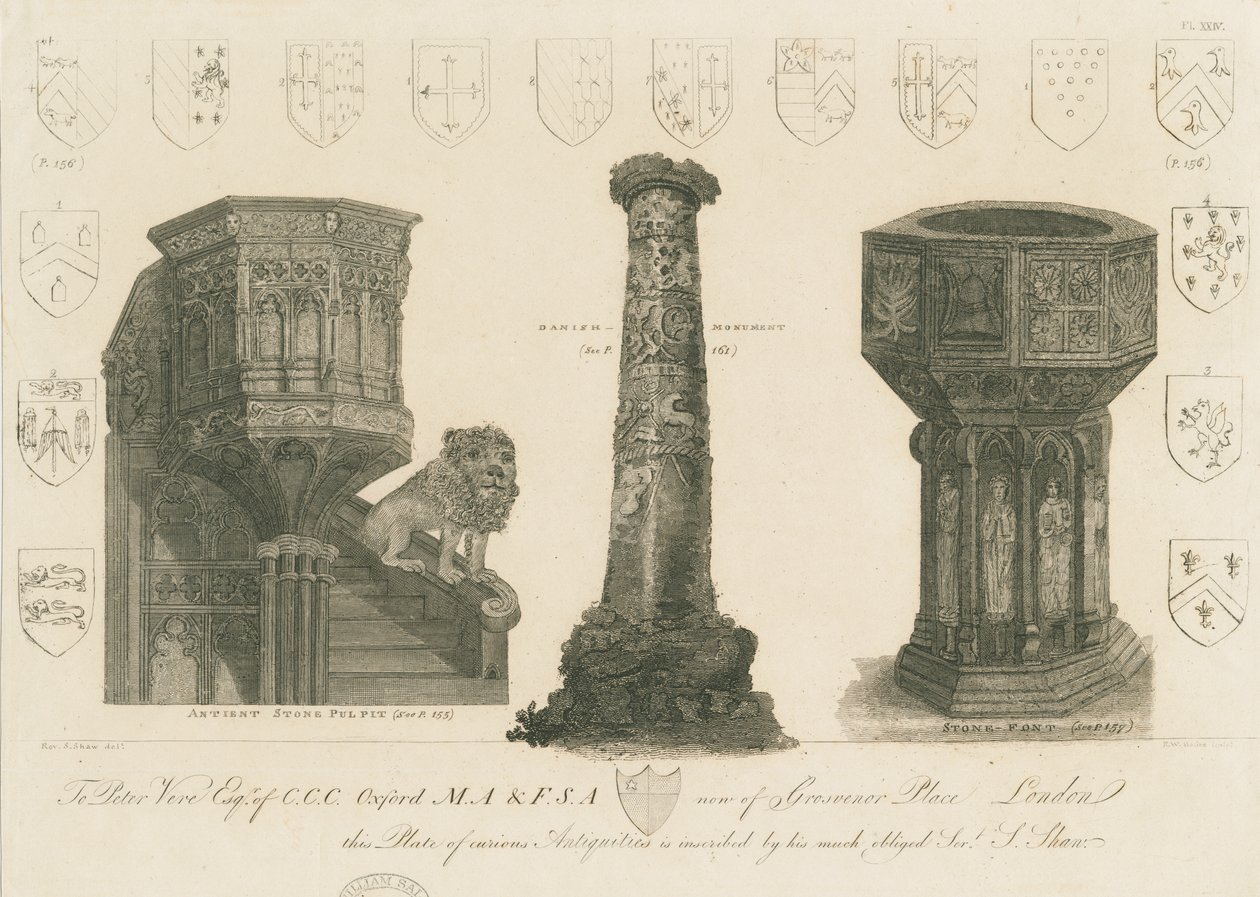 Wolverhampton - Kanzel, Säule und Taufbecken in der St. Peter