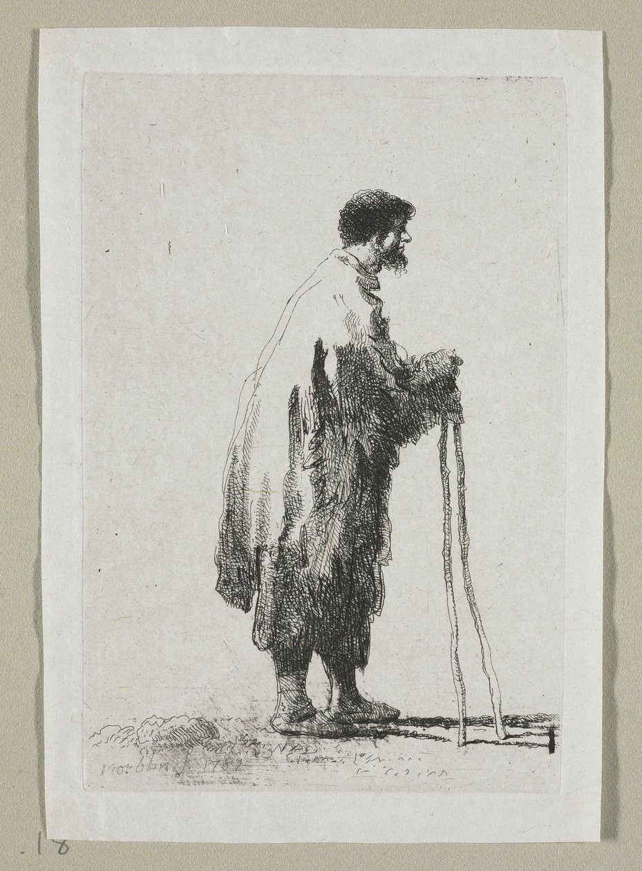Bettler im Profil nach rechts von Stefan Juliusz Norblin de la Gourdaine
