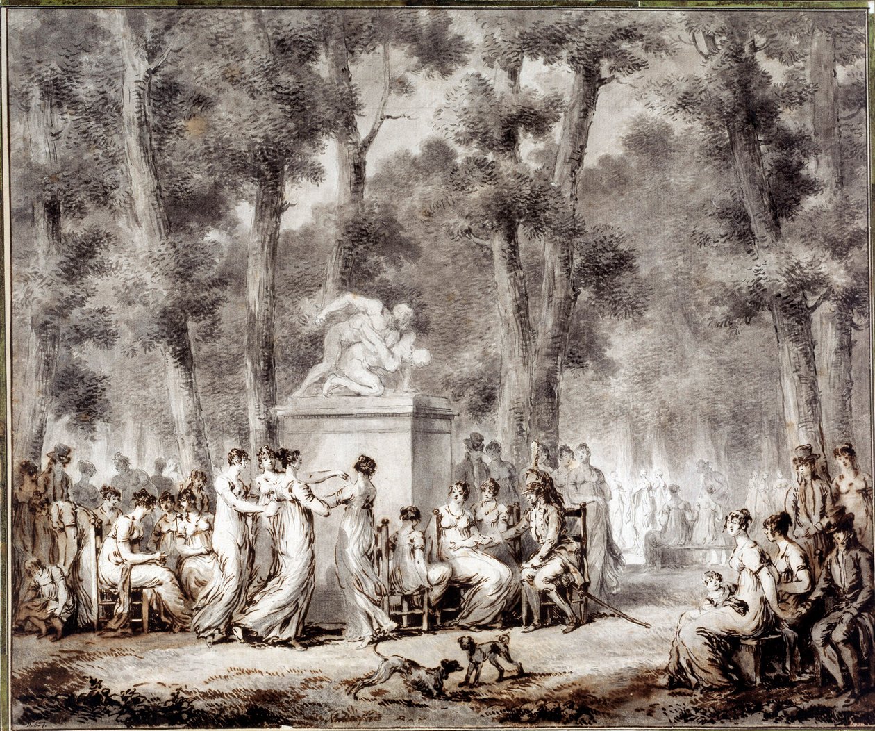 Ansicht der Tuilerien-Terrasse im Jahr 1807 von Stefan Juliusz Norblin de la Gourdaine