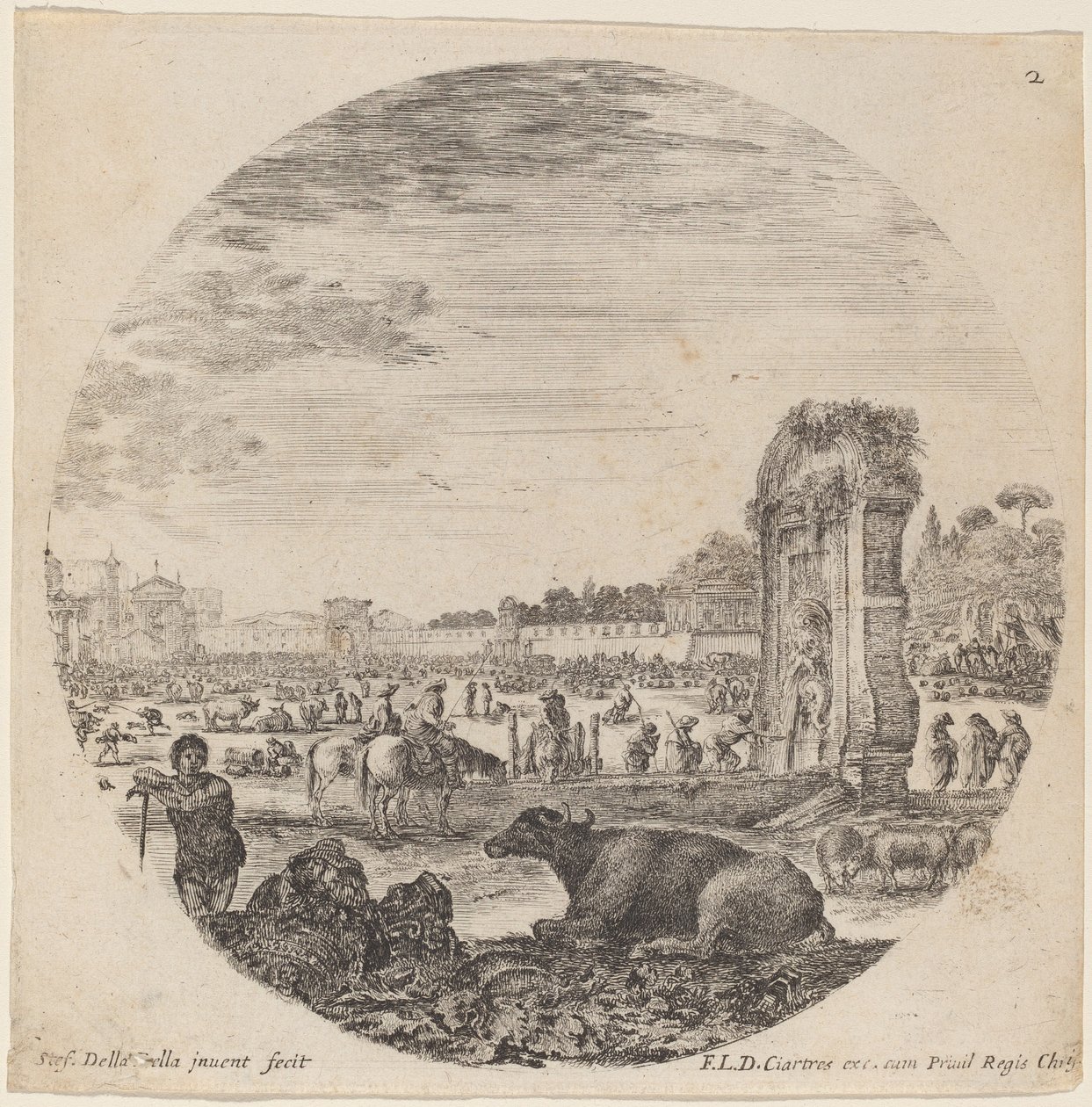 Campo Vaccino, 1646 von Stefano della Bella