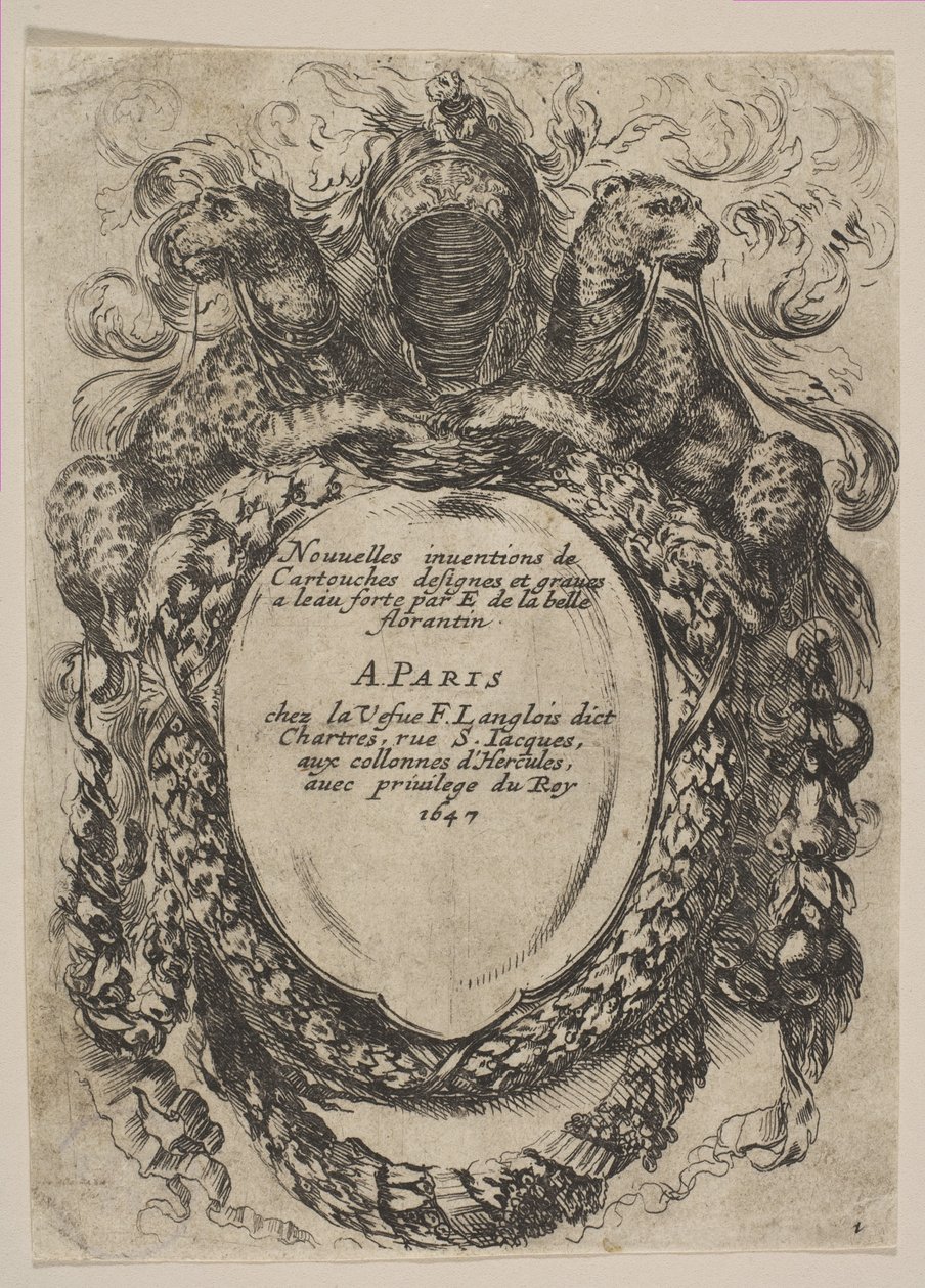 Kartusche mit Titel: Nouvelles Inventions de Cartouches, 1647 von Stefano della Bella