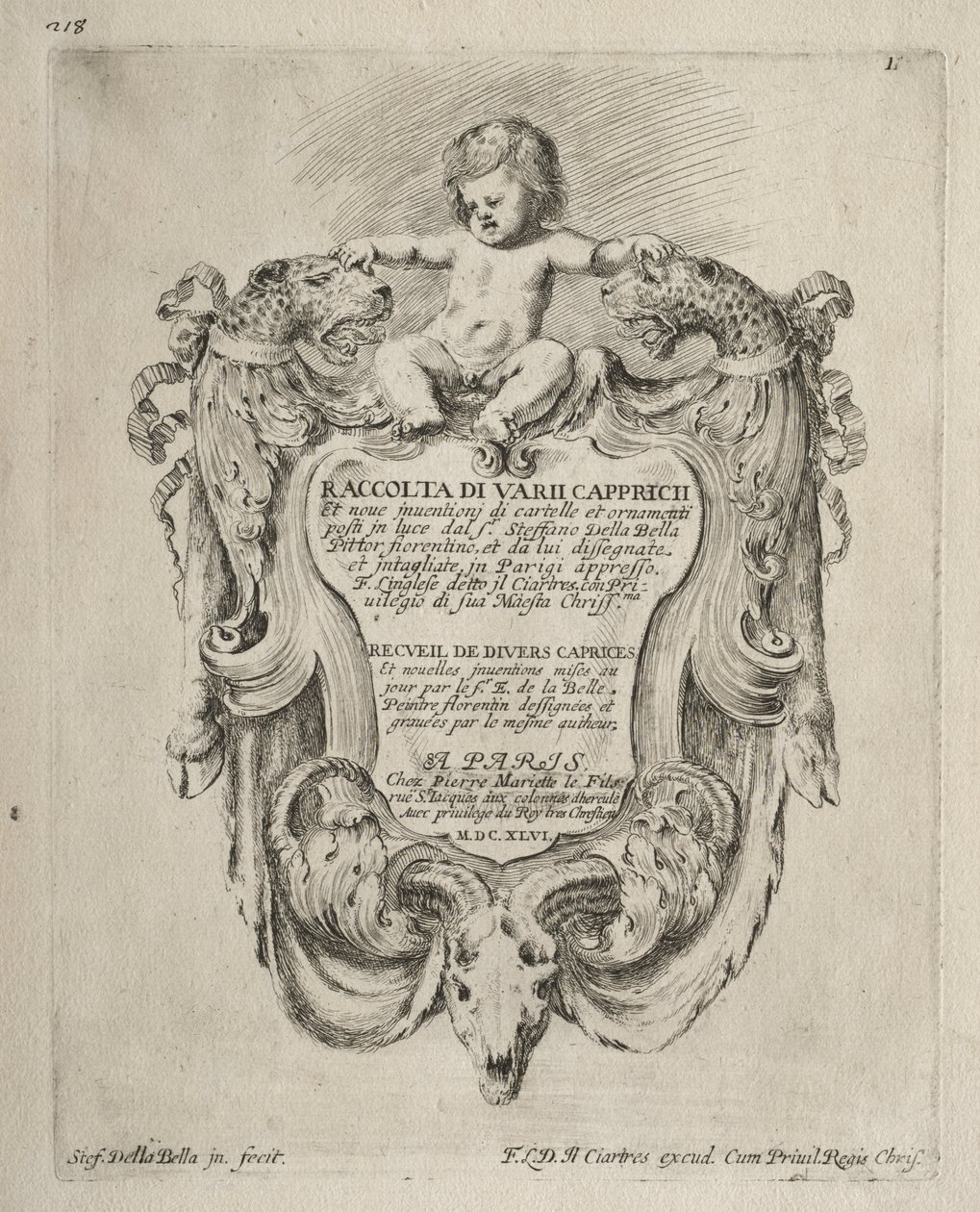 Sammlung verschiedener Launen und neuer Entwürfe von Kartuschen und Ornamenten von Stefano della Bella