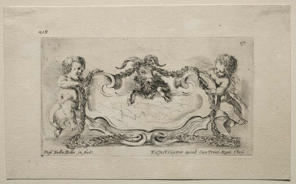 Sammlung verschiedener Launen und neuer Designs von Kartuschen und Ornamenten: Nr. 17 von Stefano della Bella