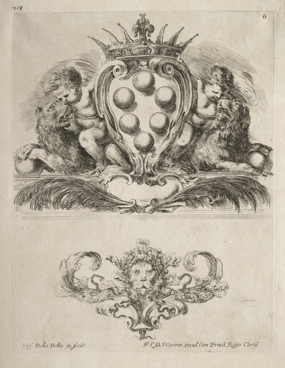 Sammlung verschiedener Capricen und neuer Entwürfe von Kartuschen und Ornamenten: Nr. 6 von Stefano della Bella