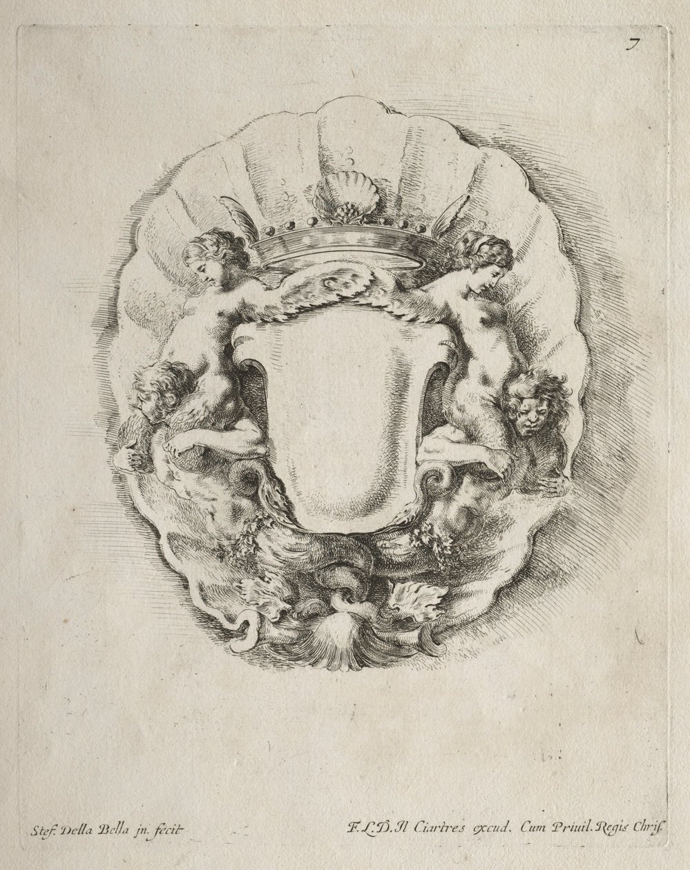 Sammlung verschiedener Kaprizen und neuer Entwürfe von Kartuschen und Ornamenten: Nr. 7 von Stefano della Bella