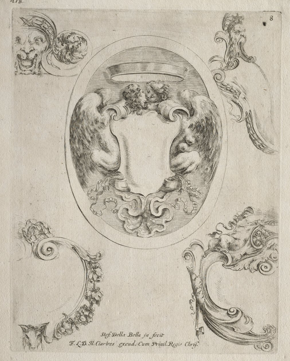 Sammlung verschiedener Capricen und neuer Entwürfe von Kartuschen und Ornamenten: Nr. 8 von Stefano della Bella