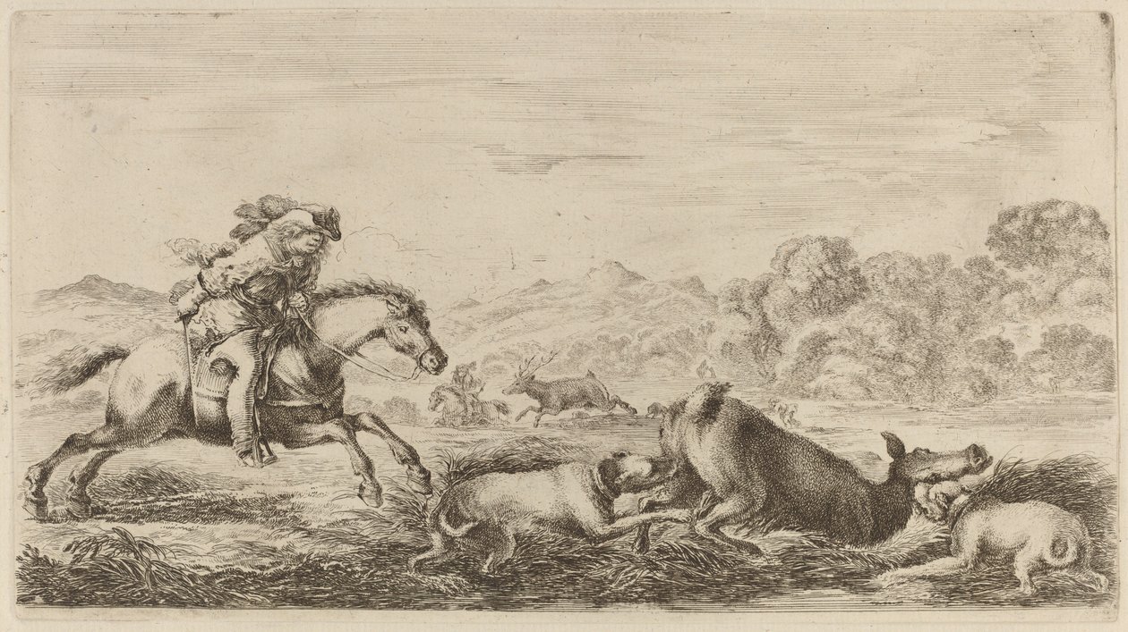 Reh in einem Sumpf von zwei Hunden angegriffen von Stefano della Bella