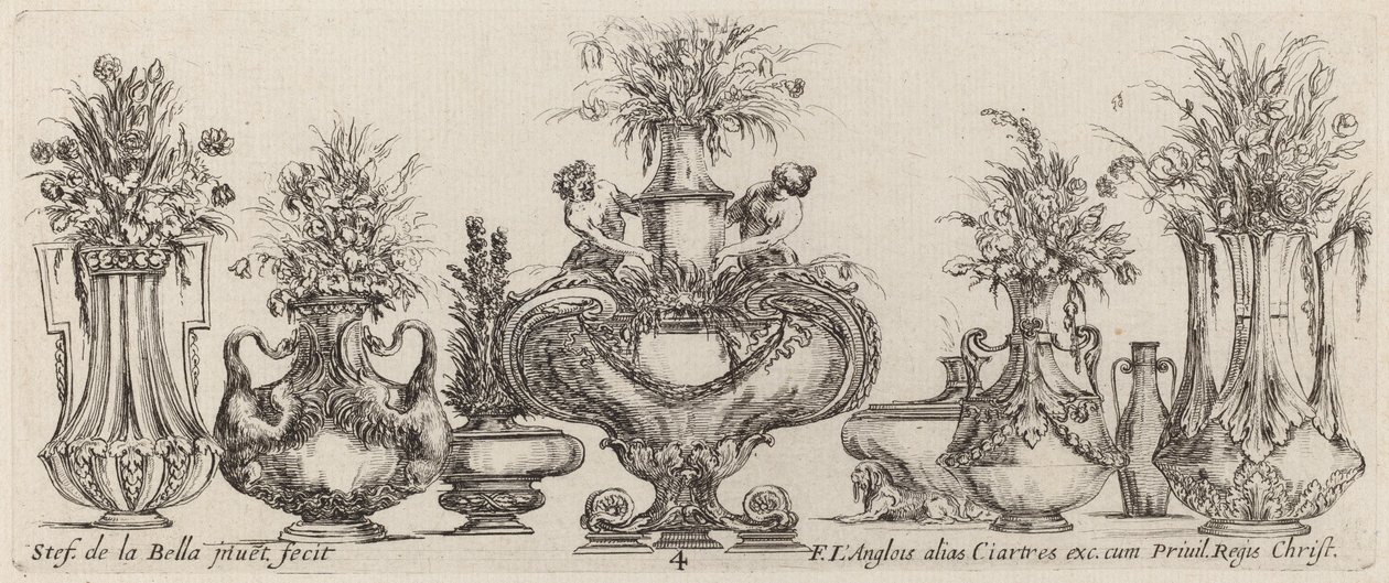 Fantastische Vasen, wahrscheinlich 1646 von Stefano della Bella