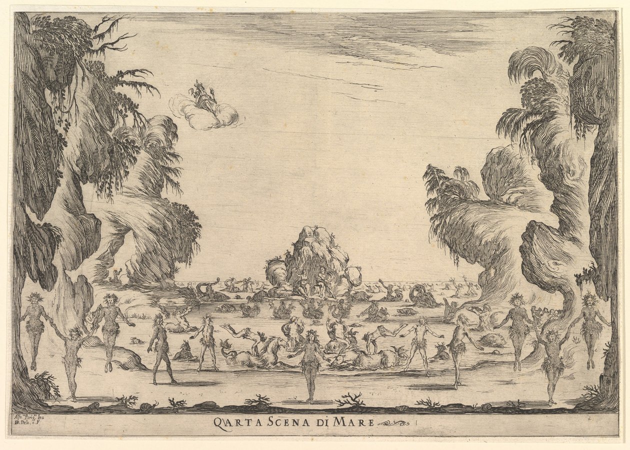 Vierte Szene, das Meer, aus Die Hochzeit der Götter Le nozze degli Dei, 1637 von Stefano della Bella