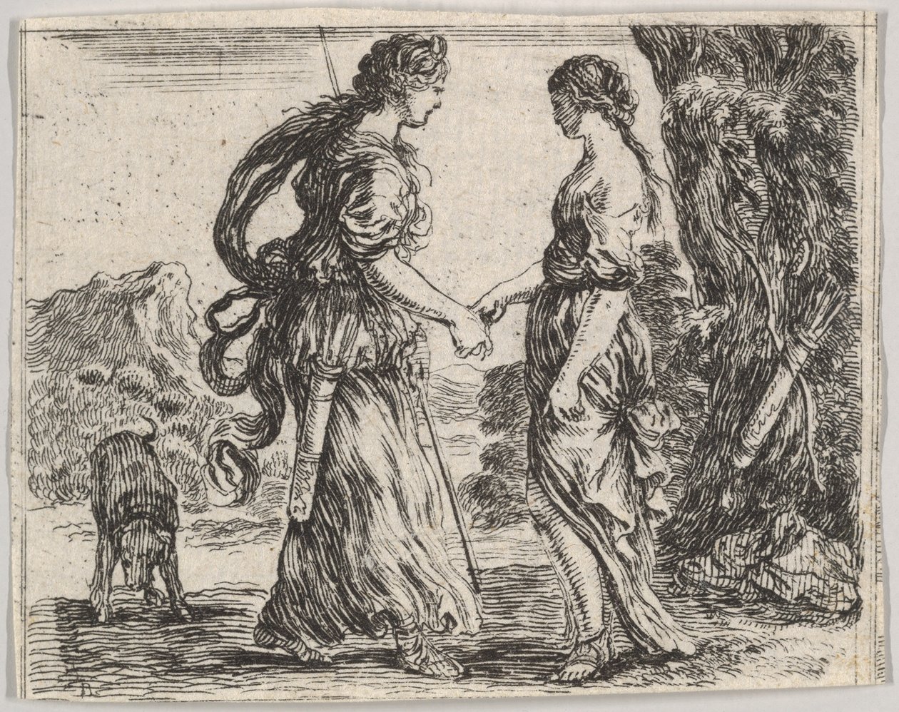Jupiter und Kallisto, aus Spiel der Mythologie Jeu de la Mythologie, 1644 von Stefano della Bella