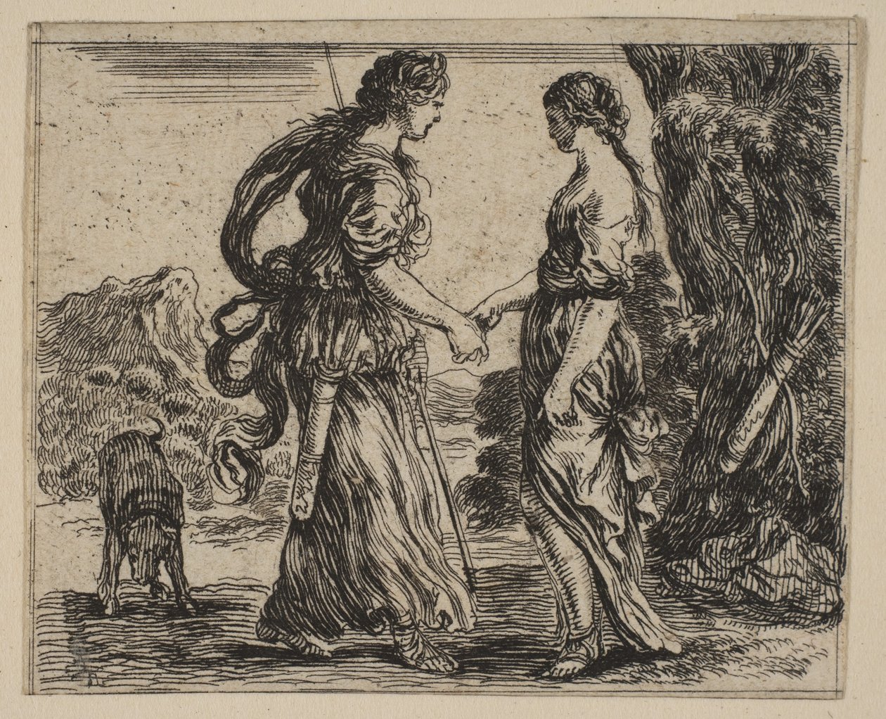 Jupiter und Kallisto, aus Spiel der Mythologie Jeu de la Mythologie, 1644 von Stefano della Bella