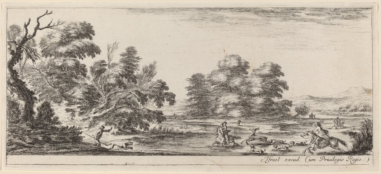 Landschaft mit Hirschjagd, vor oder um 1647 von Stefano della Bella