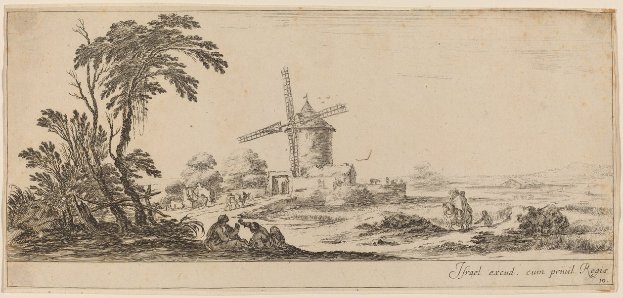 Landschaft mit Windmühle von Stefano della Bella