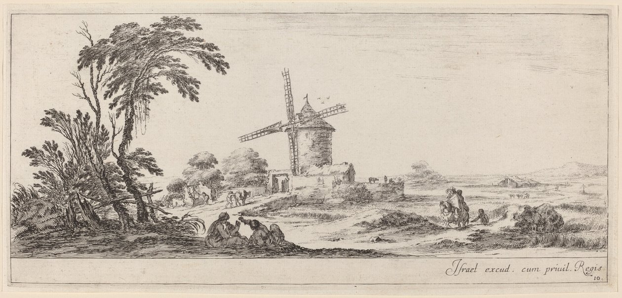 Landschaft mit Windmühle, vor 1647 von Stefano della Bella
