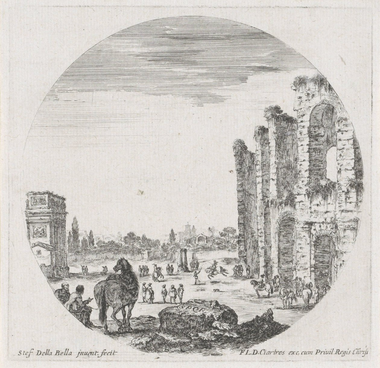 Landschaft mit dem Kolosseum und dem Konstantinsbogen (Landschaften und Ruinen in Rom) von Stefano della Bella