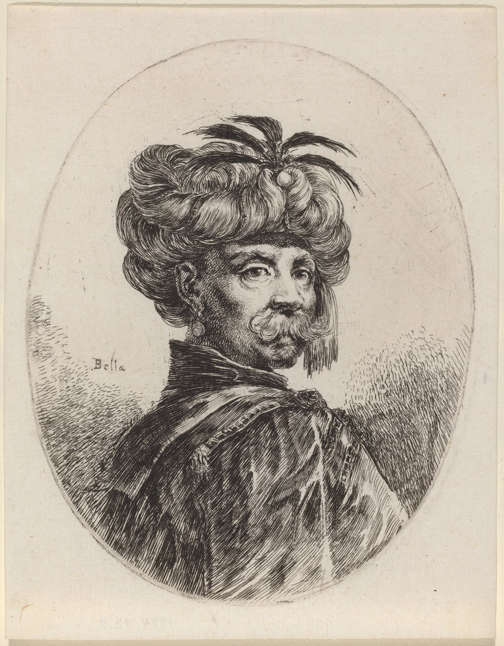 Mohr mit einem Turban, verziert mit fünf Federn von Stefano della Bella