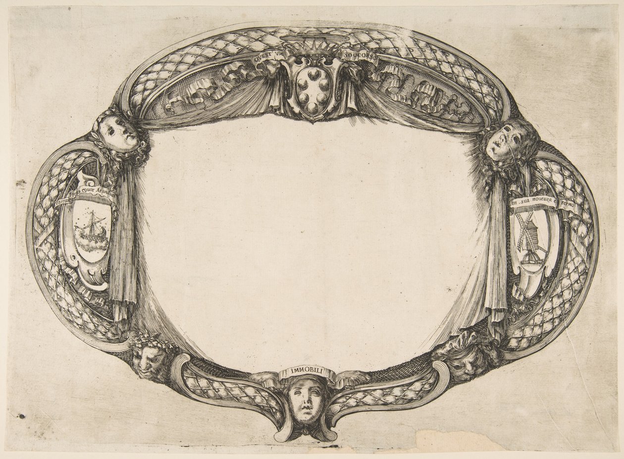 Ornamentdesign für eine These über das Gerät: Quest un soccorso, ca. 1656 von Stefano della Bella