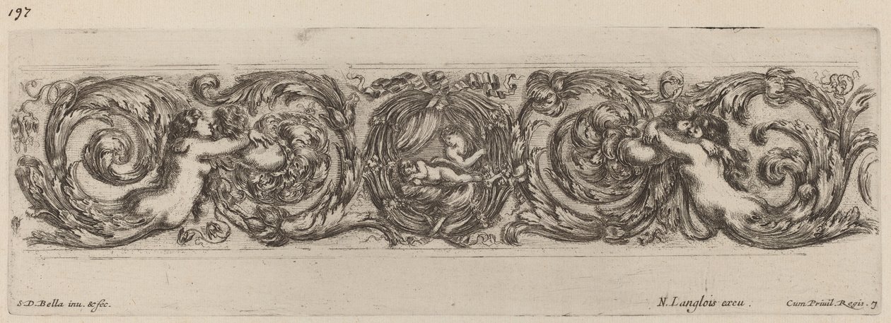 Ornamentale Fries mit Amor und Psyche, wahrscheinlich 1648 von Stefano della Bella