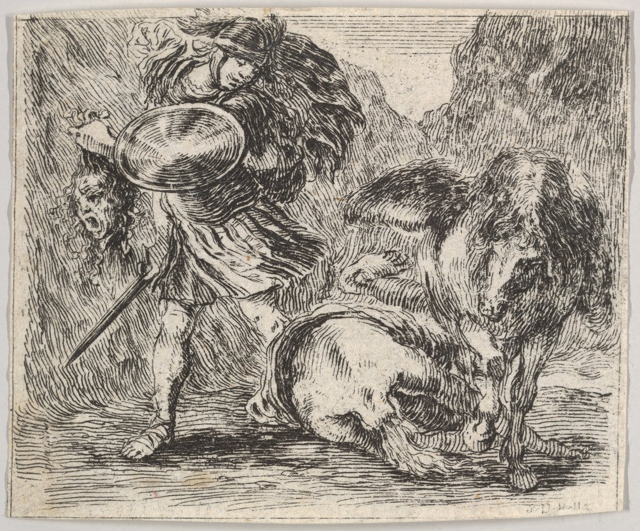 Perseus und Medusa, aus dem Spiel der Mythologie Jeu de la Mythologie, 1644 von Stefano della Bella